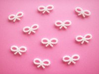 10 pcs Tiny Ribbon Bow Plastic Embellishment White