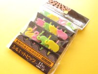 Cute Silhouette Animals Food Picks Bento Accessories Cupcake Toppers Set #03