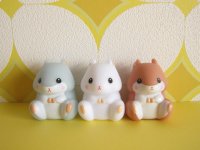 3 pcs Kawaiil Cute Korohamu Koron Mini Figure Dolls Set *Bluish gray, White  & Brown