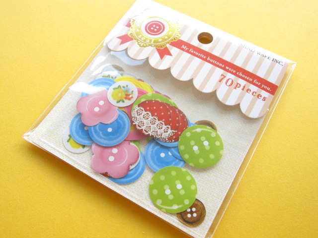 Photo1: Kawaii Cute Sticker Flakes Sack Favorite Buttons Mind Wave (72825)