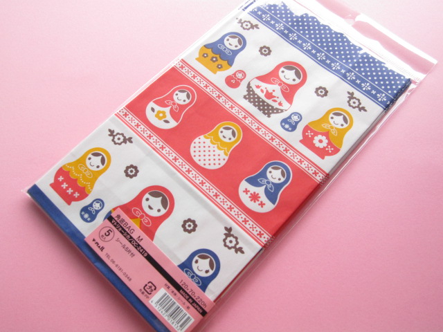 Photo1: 5 pcs Kawaii Cute Matryoshka/Matrioshka Paper Gift Bags Set *Size M
