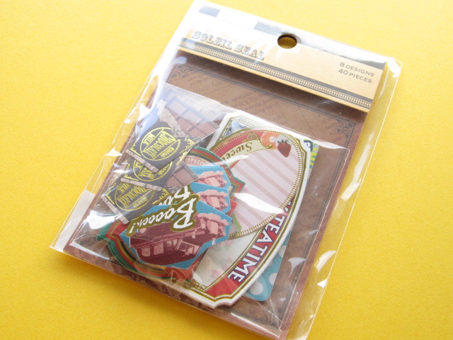 Photo1: SOLEIL SEAL Sticker Flakes Sack Kamio Japan Scrapbooking *Retro (45067)