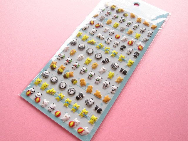 Photo1: Kawaii Cute Puffy Stickers Sheet Crux *chima chima friends (05007)