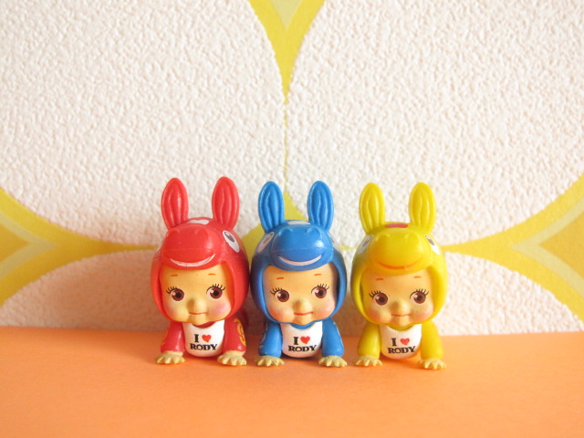 Photo1: Kawaii Cute Kewpie x Rody Tiny Dolls Set *Blue, Red & Yellow Crawl 
