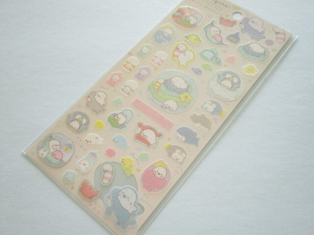 Photo1: Kawaii Cute Stickers Sheet Mamegoma San-x *Feel the Sea at Home (SE50601)