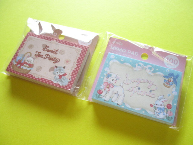 Photo1: 2 packs Kawaii Cute Memo Pads Set Vintage Animals amifa (084351)