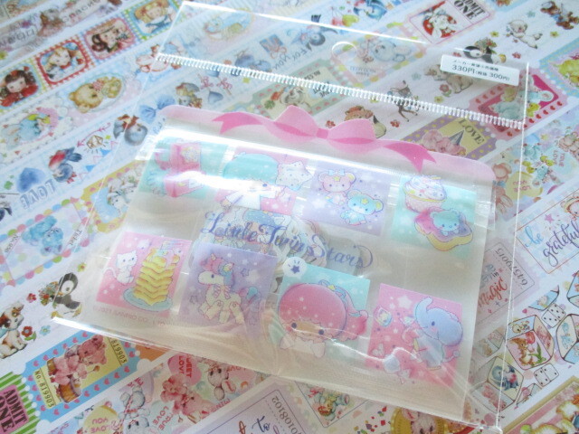 Photo1: Kawaii Cute Sticker Flakes Sack in Mini Zipper Case Sanrio Original *Little Twin Stars  (97752-7)