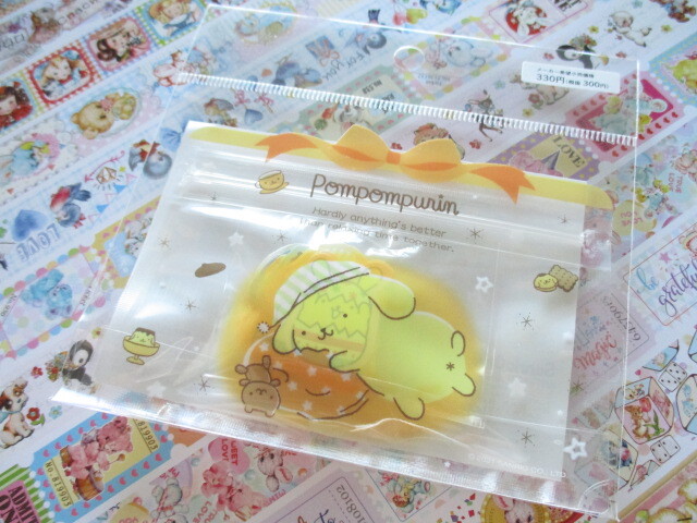 Photo1: Kawaii Cute Sticker Flakes Sack in Mini Zipper Case Sanrio Original *POMPOMPURIN (97768-3)