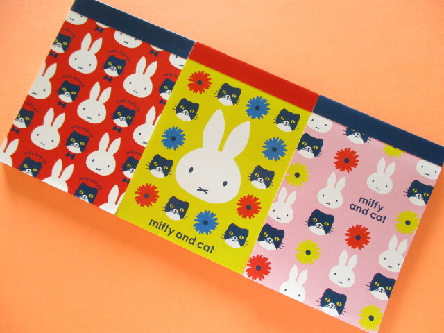 Photo1: ３ packs Kawaii Cute A7 Memo Pads Set Kutsuwa  *Miffy 
