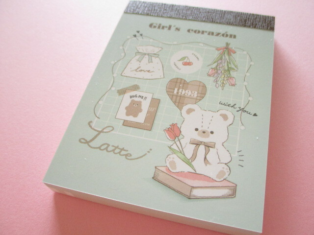 Photo1: Kawaii Cute Mini Memo Pad Q-LiA  *Polar Bear Girl’s Corazǒn (64207)