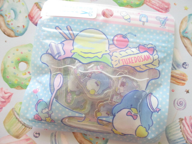 Photo1: Kawaii Cute Summer Sticker Flakes Sack in Mini Zipper Case Sanrio Original *TUXEDO SAM (98847-2)