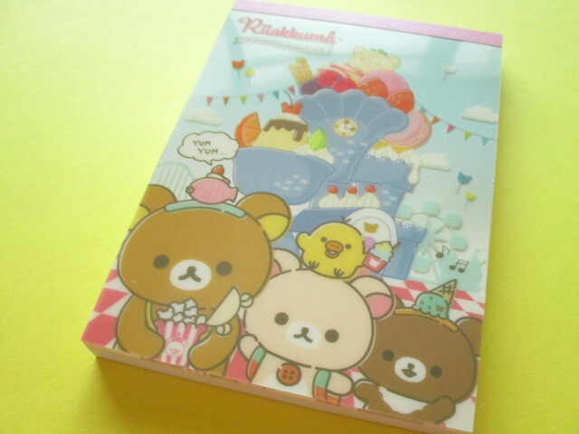 Photo1: Kawaii Cute Large Memo Pad Rilakkuma San-x *Yum Yum Sweets? Amusement Park (MH10301)