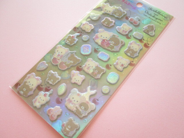 Photo1: Kawaii Cute Funi Funi Hologram Stickers Sheet San-x *Rilakkuma (SE54901)