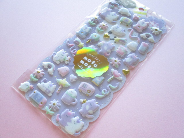 Photo1: Kawaii Cute Hapipi Mofu Mofu Stickers Sheet Q-Lia *Unicorn (71051)