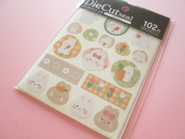 Photo1: Beautiful Die Cut Stickers Seals Set Kyowa *Rabbit (62-D35)