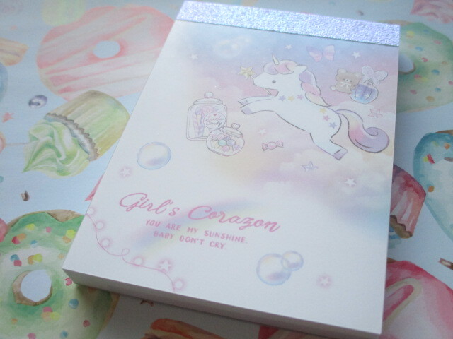 Photo1: Kawaii Cute Girls' Corazon Mini Memo Pad Q-LiA *Unicorn (70147)