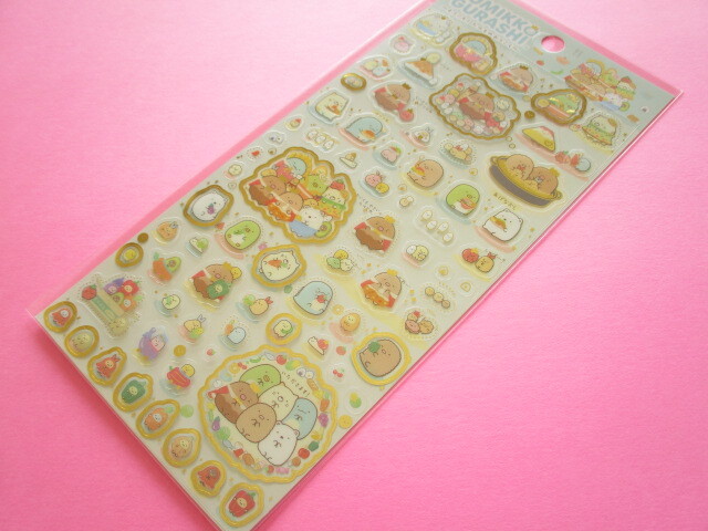 Photo1: Kawaii Cute Stickers Sheet Sumikkogurashi San-x *Welcome to the kingdom of food! (SE56201)