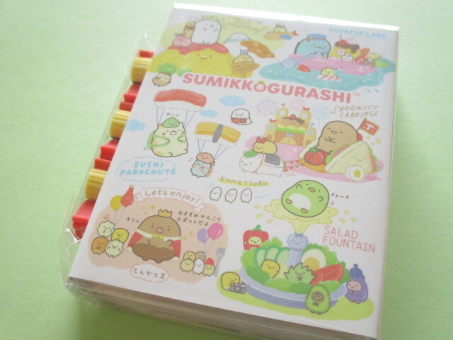 Photo1: Kawaii Cute Patapata Mini Memo Pad Set Sumikkogurashi San-x *Welcome to the kingdom of food! (MH13602)