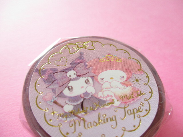 Photo1: Kawaii Cute Masking Tape Sticker My Melody ＆ Kuromi × たけいみき (Miki Takei) Sanrio *Girlish Rose (MT-15633)