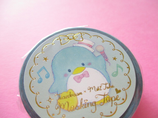 Photo1: Kawaii Cute Masking Tape Sticker Tuxedo Sam  × たけいみき (Miki Takei) Sanrio *Pop Music (MT-15632)