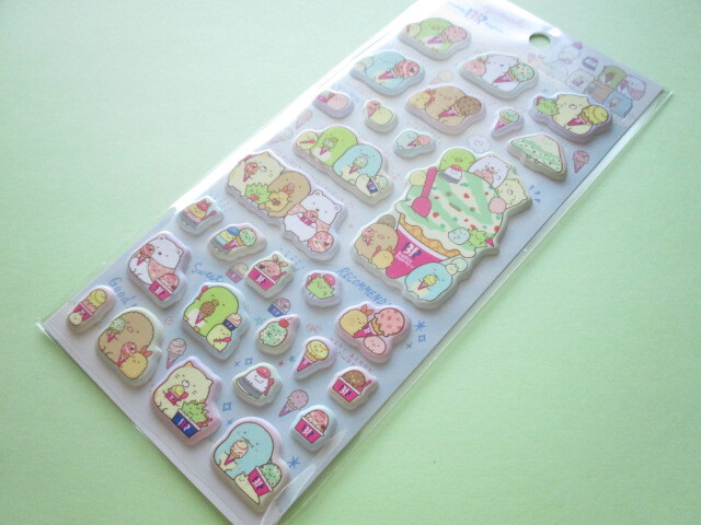 Photo1: Kawaii Cute Puffy Funi Funi Stickers Sheet Sumikkogurashi San-x *baskin robbins (SE55102)
