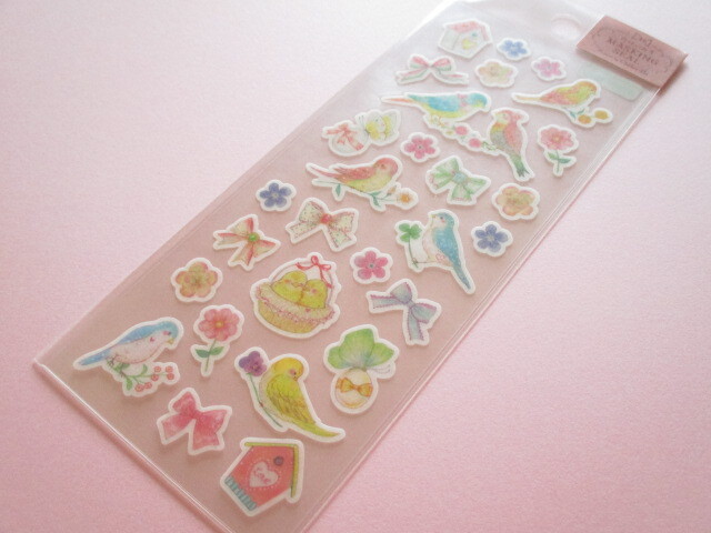 Photo1: Kawaii Cute Masking Stickers Sheet Takei Miki Clothes Pin *Parakeet (US-15006)