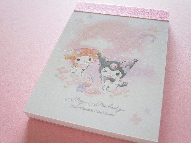 Photo1: Kawaii Cute Mini Memo Pad My Melody & Kuromi Crux *Fluffy Clouds & Cute Flowers (302730)