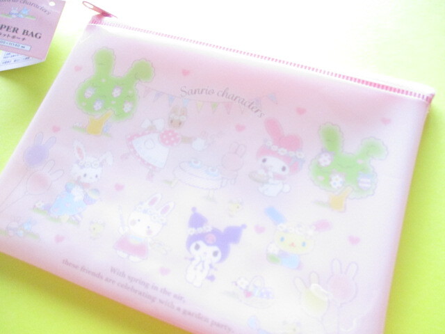 Photo1: Kawaii Cute Flat Pouch Sanrio Characters Sanrio *Spring Garden (36910)