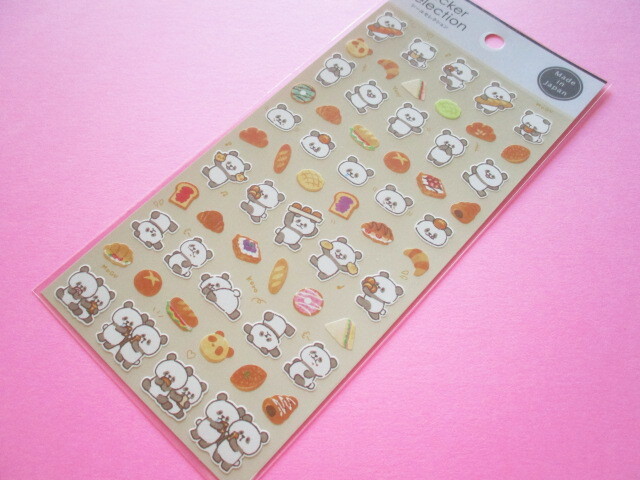 Photo1: Kawaii Cute Stickers Sheet Gaia *Panda & Bread (46665-2)