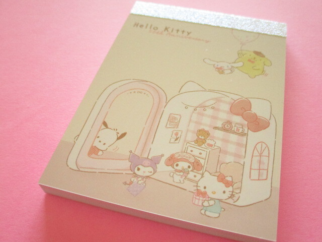 Photo1: Kawaii Cute Hello Kitty 50th Anniversary Mini Memo Pad Sanrio Characters CUTE MODEL *Miniature Garden Room (303560)