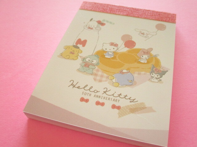 Photo1: Kawaii Cute Hello Kitty 50th Anniversary Mini Memo Pad Sanrio Characters CUTE MODEL *Ribbon Party (303559)