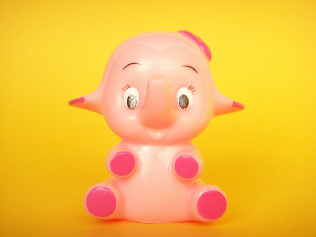 Photo1: Kawaii Elephant Mini Rubber Doll Kitschy Toy Pink Novelty
