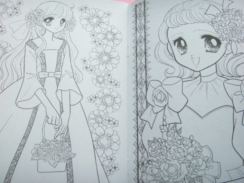 Photo1: Cute Japanese Girls Illustration Coloring Book Happy Bridal 