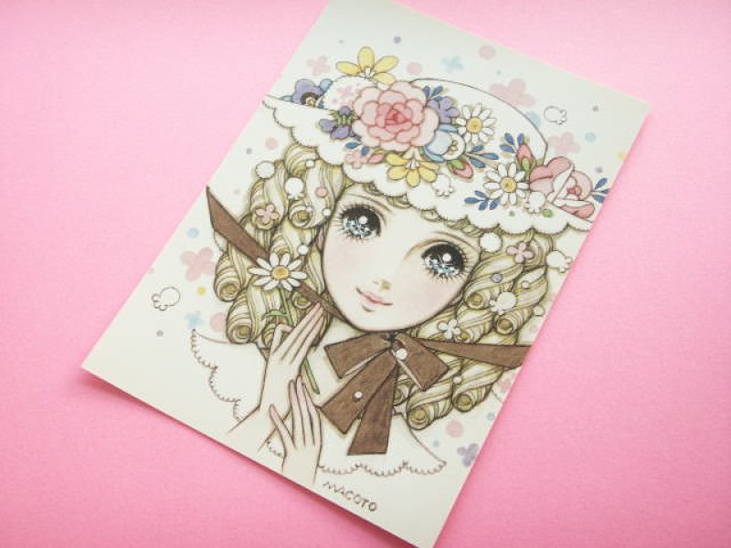 Photo1: Macoto Japanese Retro Illustration Postcard Cute Girls *20 (1)