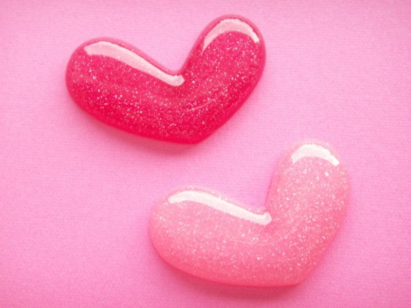 Photo2: 4 pcs Kawaii Cute Small Heart Cabochons Flat Back Craft Supplies Pink & Hot Pink