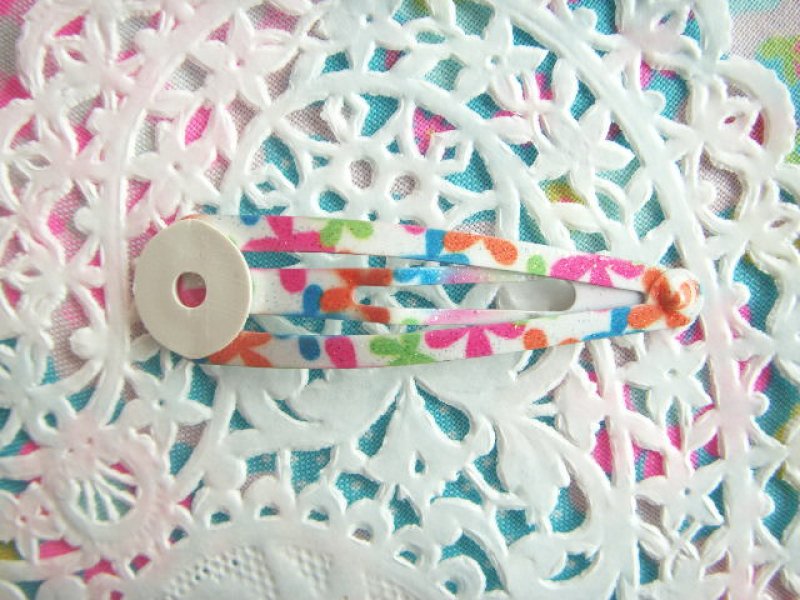 Photo1: Kawaii Cute Accessories Snap Hair Clip Craft Colorful Flower Japan