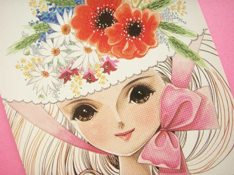 Photo1: Japanese Retro Illustration Postcard Cute Girl Miyako *11