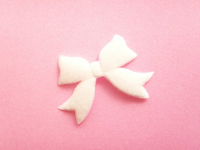 Photo2: 10 pcs Kawaii Cute Craft Supplies Padded Ribbon Bow Applique Polka Dots White