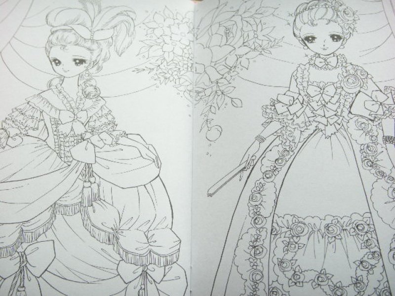 Photo1: Cute Japanese Girls Illustrations Coloring Book Princess World