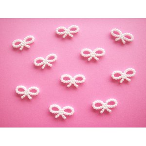 Photo: 10 pcs Tiny Ribbon Bow Plastic Embellishment White