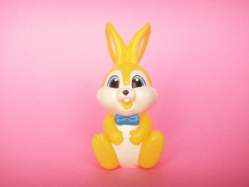 Photo1: Kawaii Bunny Mini Rubber Doll Toy Yellow Novelty (1)