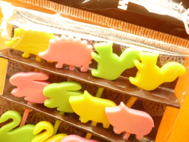 Photo1: Cute Silhouette Animals Food Picks Bento Accessories Cupcake Toppers Set #01
