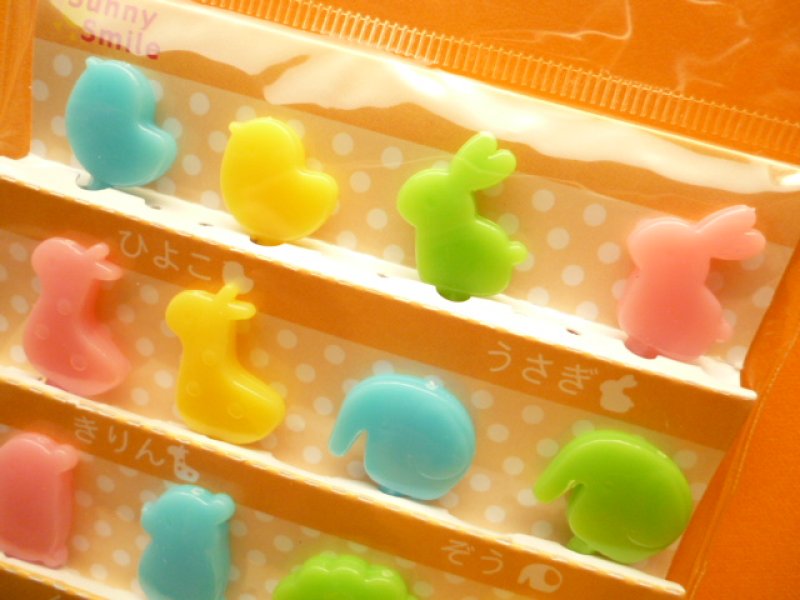 Photo1: Kawaii Cute Food Picks Bento Accessories Animals Cupcake Toppers Set L