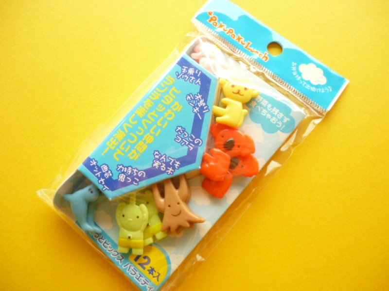 Photo1: Kawaii Cute Food Picks Bento Accessories Animals Cupcake Toppers Set M (1)