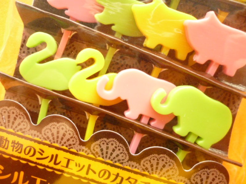 Photo2: Cute Silhouette Animals Food Picks Bento Accessories Cupcake Toppers Set #01