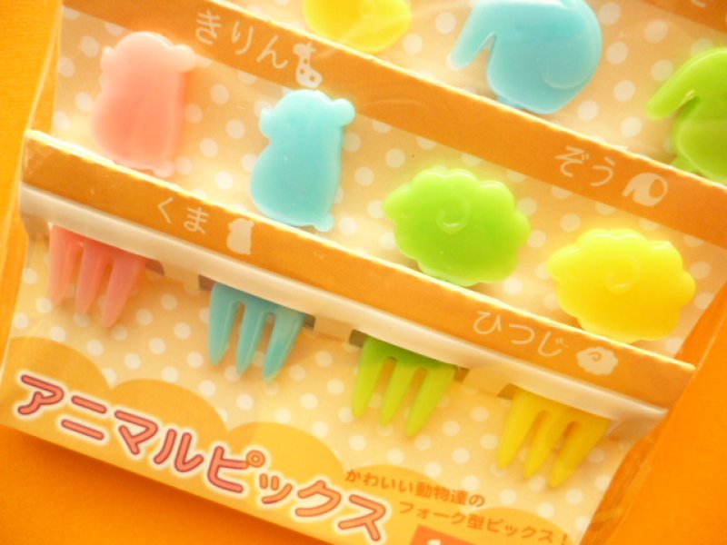 Photo2: Kawaii Cute Food Picks Bento Accessories Animals Cupcake Toppers Set L