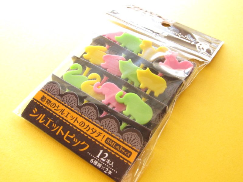 Photo1: Cute Silhouette Animals Food Picks Bento Accessories Cupcake Toppers Set #02 (1)