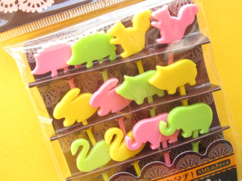 Photo1: Cute Silhouette Animals Food Picks Bento Accessories Cupcake Toppers Set #02