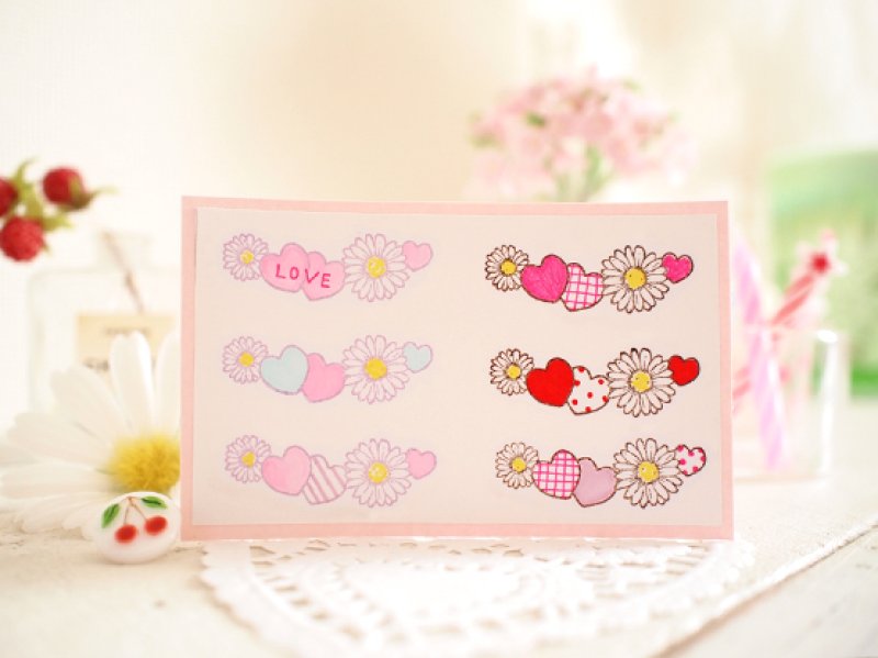 Photo1: Daisy Heart Wood Mounted Rubber Stamp From Cui
