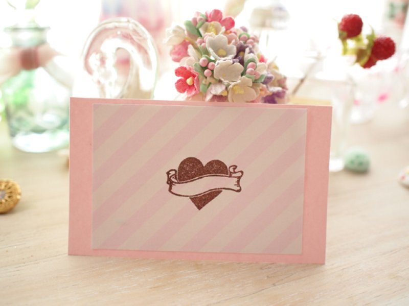 Photo3: Heart Wood Mounted Rubber Stamp From Cui
